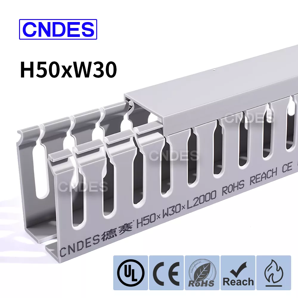 50×30 துளையிடப்பட்ட PVC கேபிள் அமைப்பு குழாய்