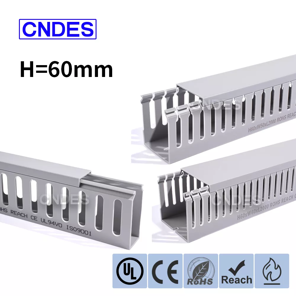 60mm உயரம் சாம்பல் துளையிடப்பட்ட PVC வயரிங் குழாய்