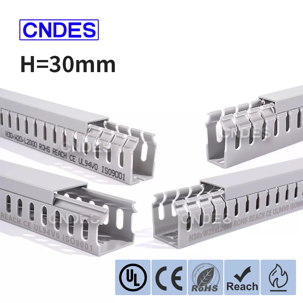 30mm உயரம் துளையிடப்பட்ட PVC கேபிள் மேலாண்மை குழாய்